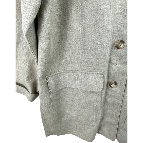 Charter Club Womens Size 10 Brown Linen Button Up Lined Jacket Pockets - Picture 4 of 12